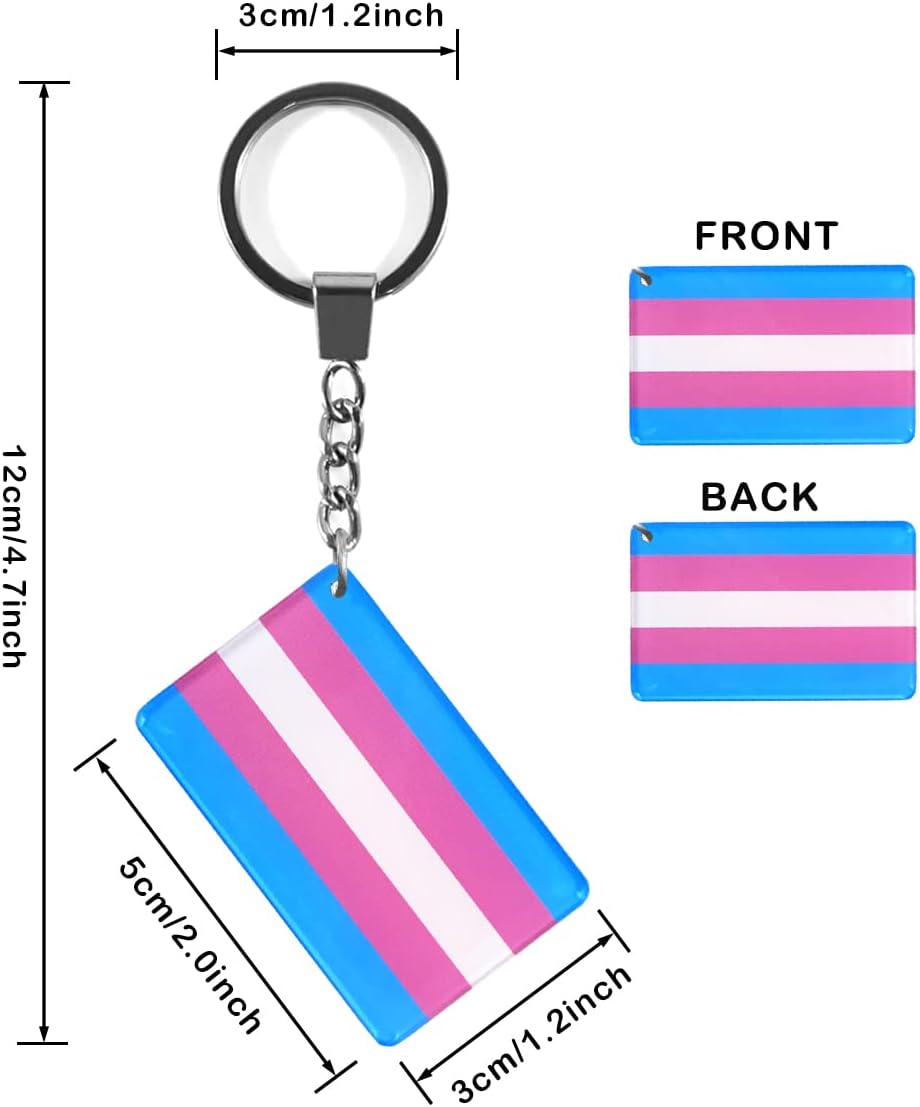 QQSD Transgender Trans Pride Flag Keychain LGBT Key Ring, 2 Pack - Image 2