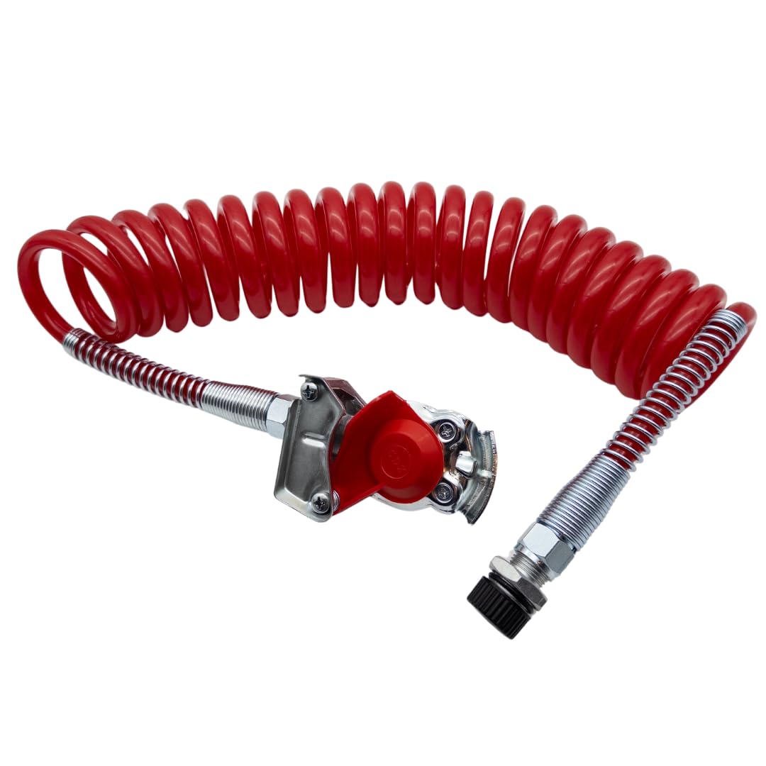 Avvolgitore ad aria compressa/tubo a chiocciola rosso + testa frizione M22 x 1,5, bobina d'aria per alimentazione dell'aria tra camion/NFZ e semirimorchio/rimorchio