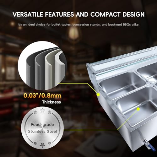 Eliteedge 10-Pan Commercial Food Warmer, 120 Qt Electric Steam Table thumb #4