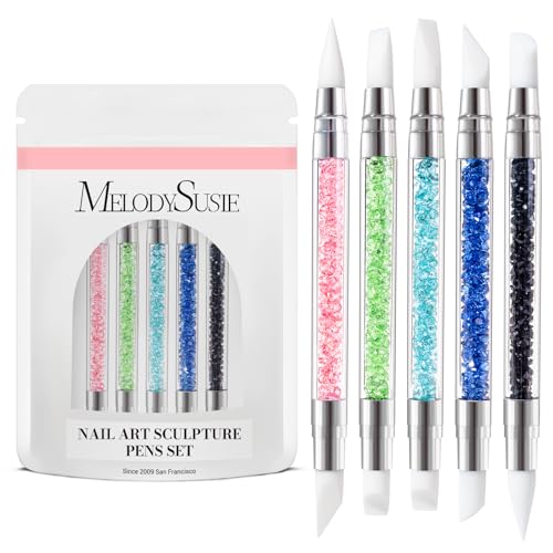 MelodySusie 5 Pcs Nail Art Sculpture Pen Acrylic Dual Tipped Brus...