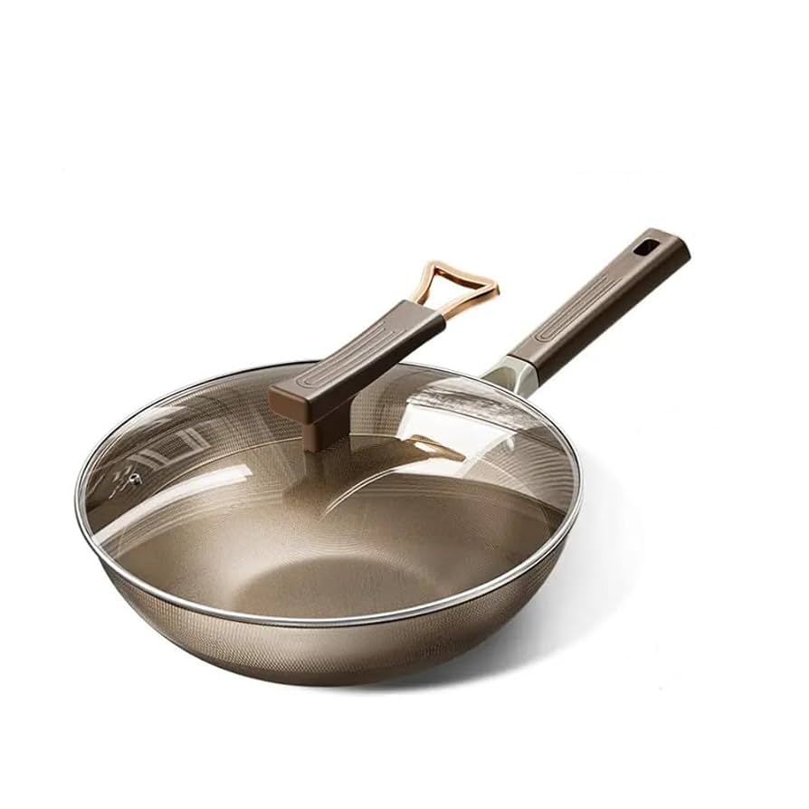 発射されていない純粋なチタン中華鍋、軽量、健康、安全、不正