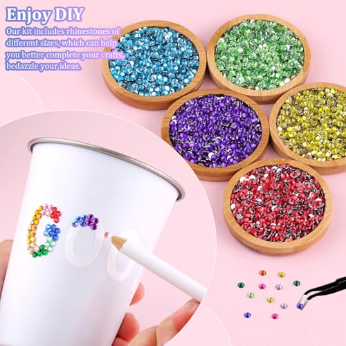 Image of 12600Pcs Resin Rhinestones for Bedazzling with Tweezers, Multicolor 4mm Rhinestones for Crafting with 3Pcs 10ml B7000 Jewelry Glue for DIY Crafts Clothing Tumblers Shoes Fabric Nail Art