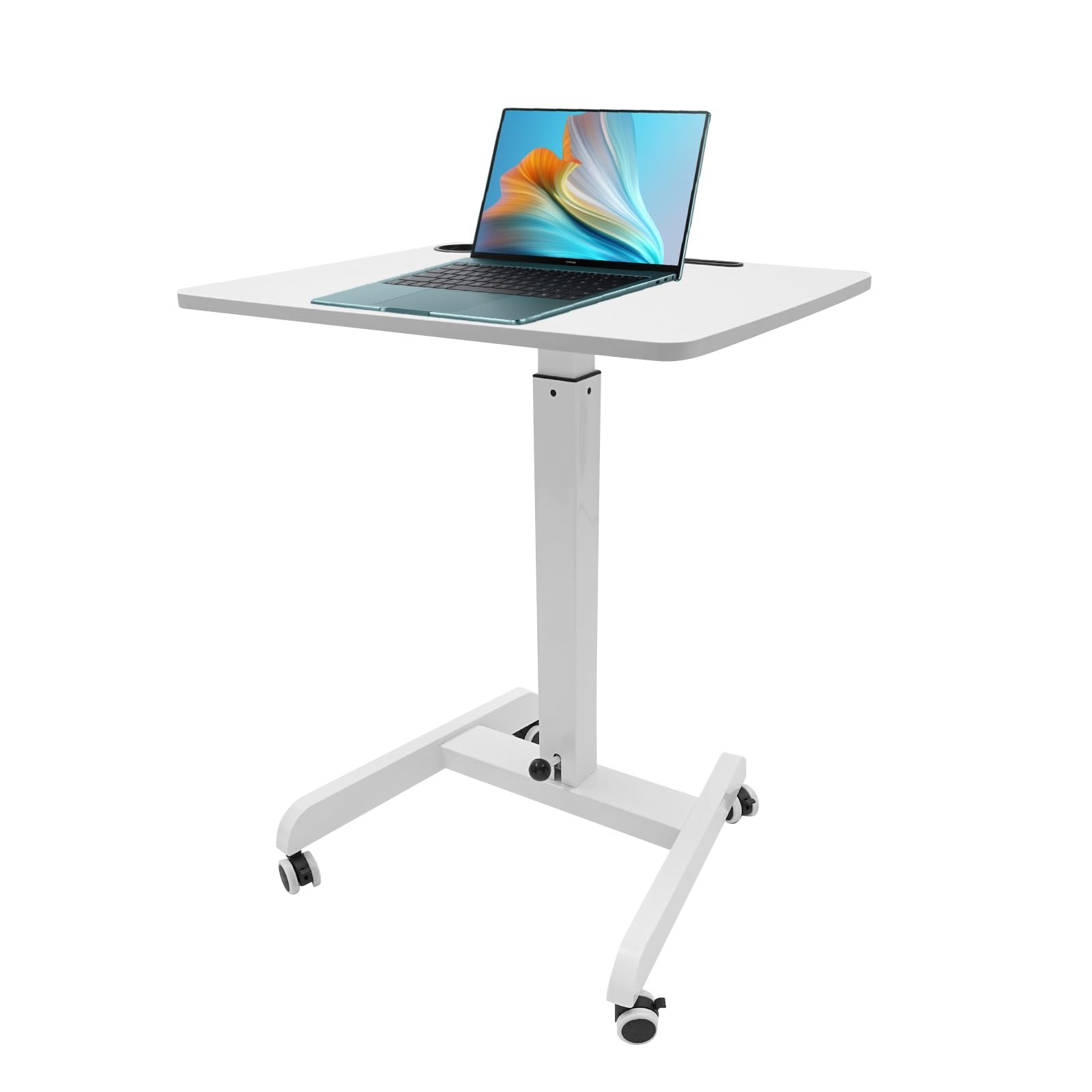 Gas Spring Mobile Stand Up Desk Podium Stand Small Standing Desk Adjustable Height Rolling Desk Portable Laptop Desk — view 4