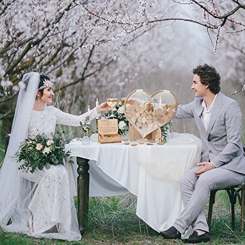 Wedding Guest Book, Arespark Wooden Hearts Wedding Decoration Set, 100 Wooden Heart, Storage Box, 2 Marker Pens, 2 Light Bars - Image 3