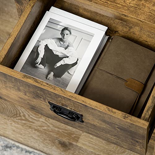 Homcom Industrial Sideboard Buffet Cabinet With 2 Drawers Kitchen Storage Cabinet Coffee Bar Cabinet With Double Door Cupboard For Kitchen, Living Room, Distressed Brown #TOP7