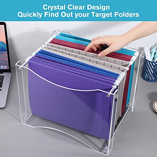 Maxgear Hanging File Organizer, Acrylic File Folder Organizer With Built-In Handles, Clear File Storage Organizer For Letter/A4 File Folder, Modern Flexible Design, Decorative Home Office Bins #TOP1