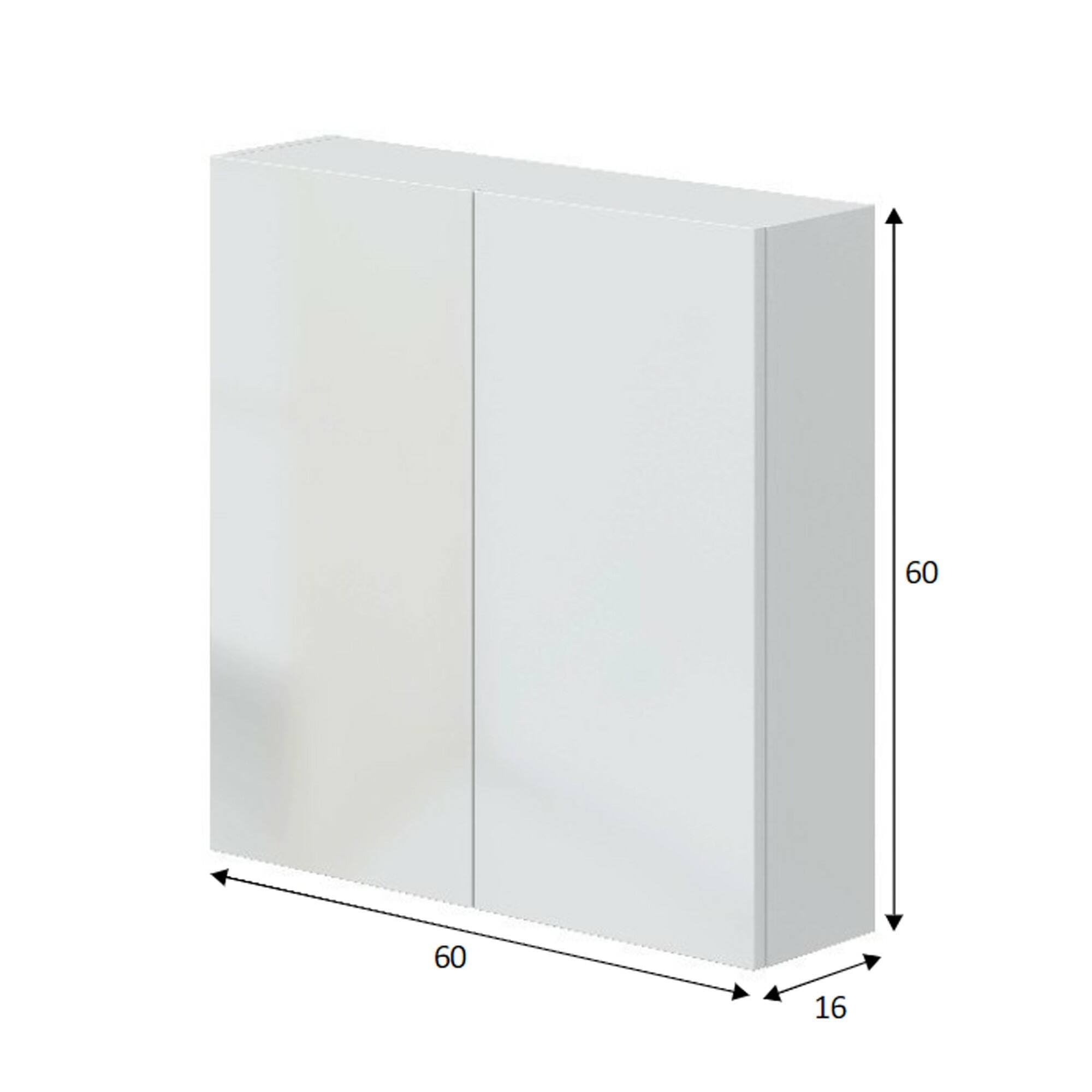 Dmora - Armoire Murale Connell, Armoire Suspendue, Etagère Murale, Armoire auxiliaire multifonctionnelle, 60x16 h60 cm, Blanc Brillant