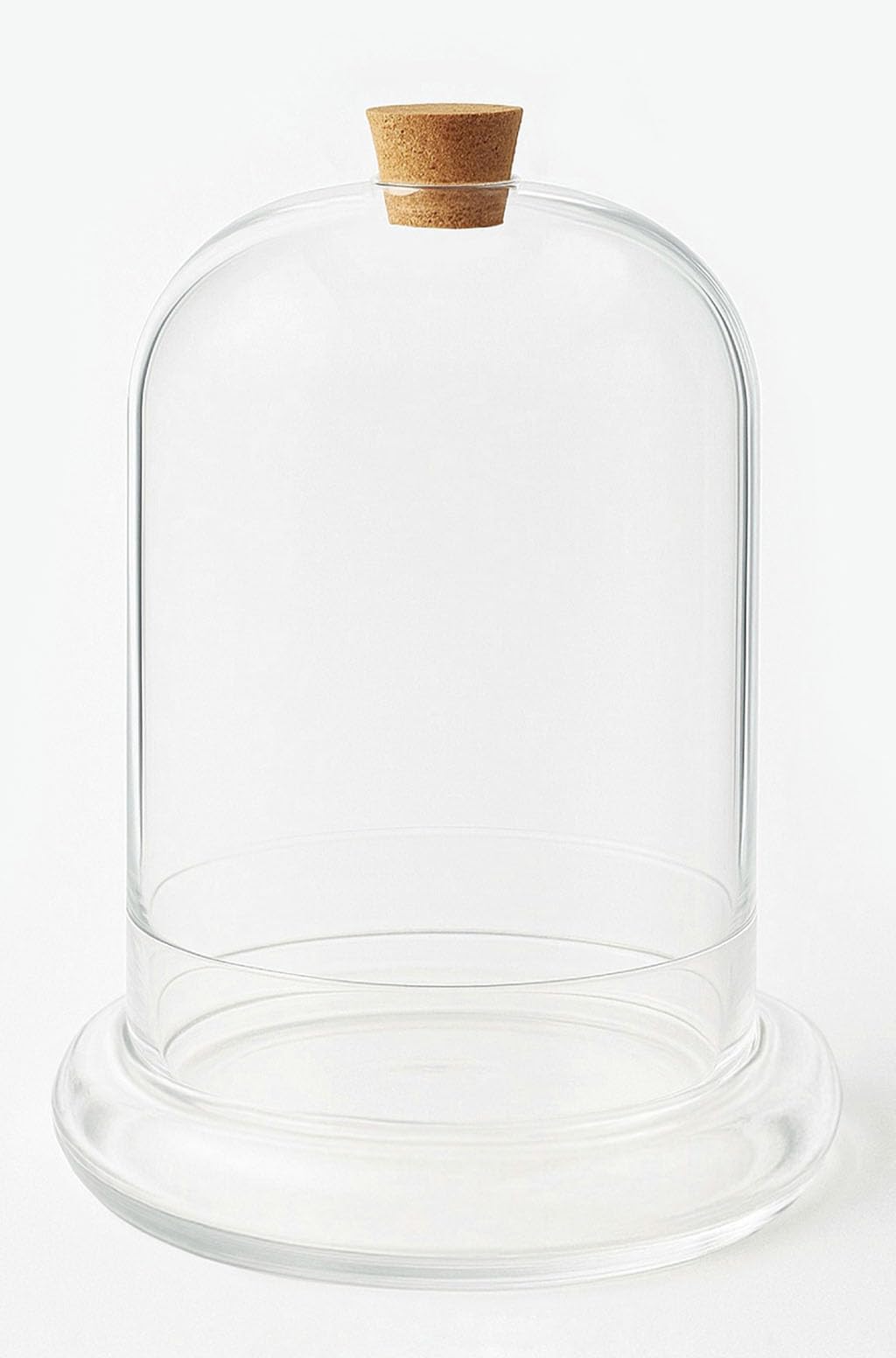 Terrario in vetro soffiato a mano, 30,5 cm, con apertura per flusso d'aria e tappo in sughero, cupola in vetro stile cloche, vetrina per vivarium (extra large)