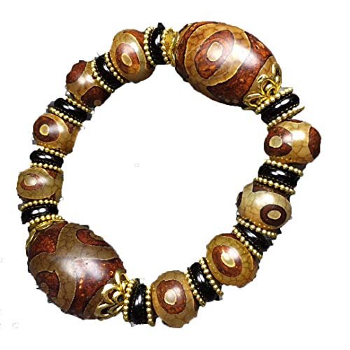 Bracelet tibétain onyx authentique WBYSFR d'une finition artisanale aux perles Dzi
