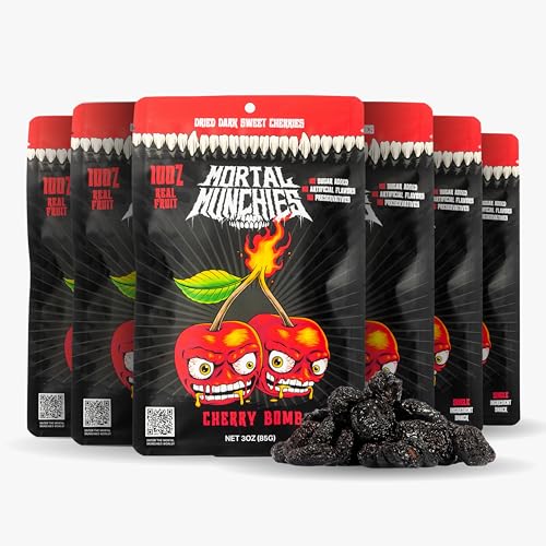 Mortal Munchies Dried Cherry 6-Pack, Real Fruit Snacks | Sweet, chewy dried cherries. Fat-free, non-GMO, no added sugar or preservatives for convenient on-the-go snacking - image 1