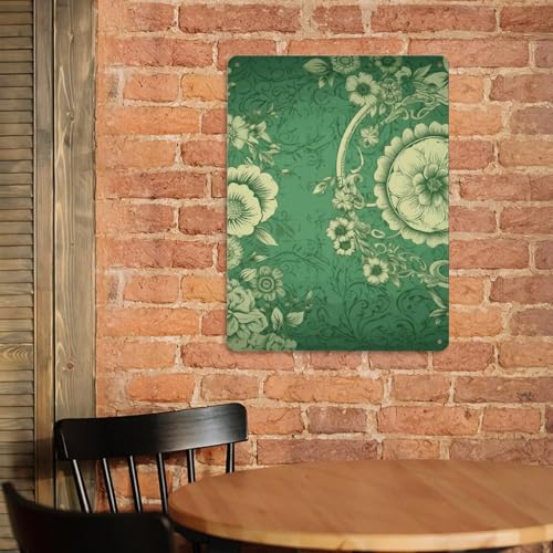 Imprimé floral vintage d'exception sur peinture en métal vert
