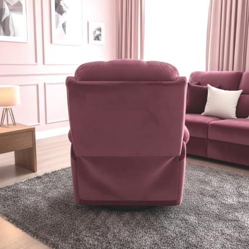 Image of Fabric Livo Recliner Sofa Chair Single Seater for Living Room, Office Manual Push Back Recliner Sofa Chair with Cushioned Armrest & Back Support (Dark Pink)