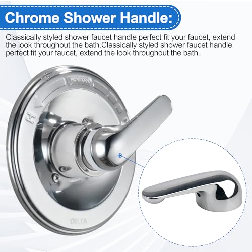 Image of H79 Shower Handle Compatible with Delta Tub & Shower Single Metal Lever Handle, for Delta 1300 /1400 Series Faucet Handle Replacement Chrome, Shower Replacement Parts with Screw & Wrench
