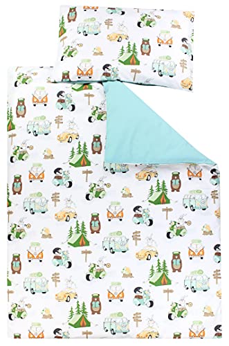 Baby Bettwäsche Set 120x90cm - Bettbezug & Kissenbezug Rosa Herzen