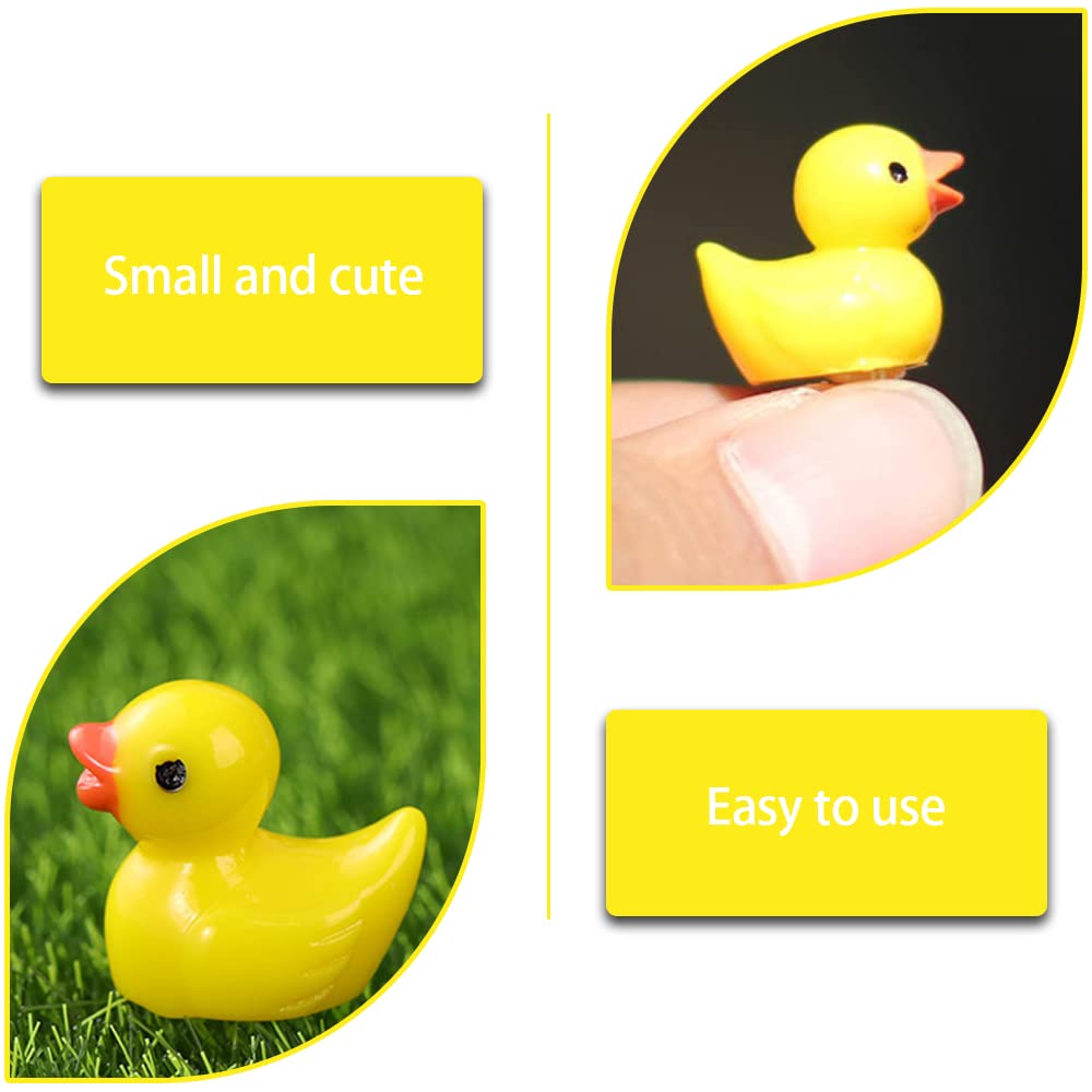 wirepool 100 Pieces Mini Resin Ducks Mini Yellow Ducks Garden Landscape Decorations for Plant Pots Dollhouse Crafts Desk Decorating (Yellow) - Image 3