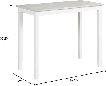 Angel Line Cambridge Counter Height Table, White with Gray Top, 36.25 H x 42.25 W x 22 D