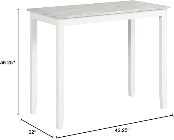Angel Line Cambridge Counter Height Table, White with Gray Top, 36.25 H x 42.25 W x 22 D