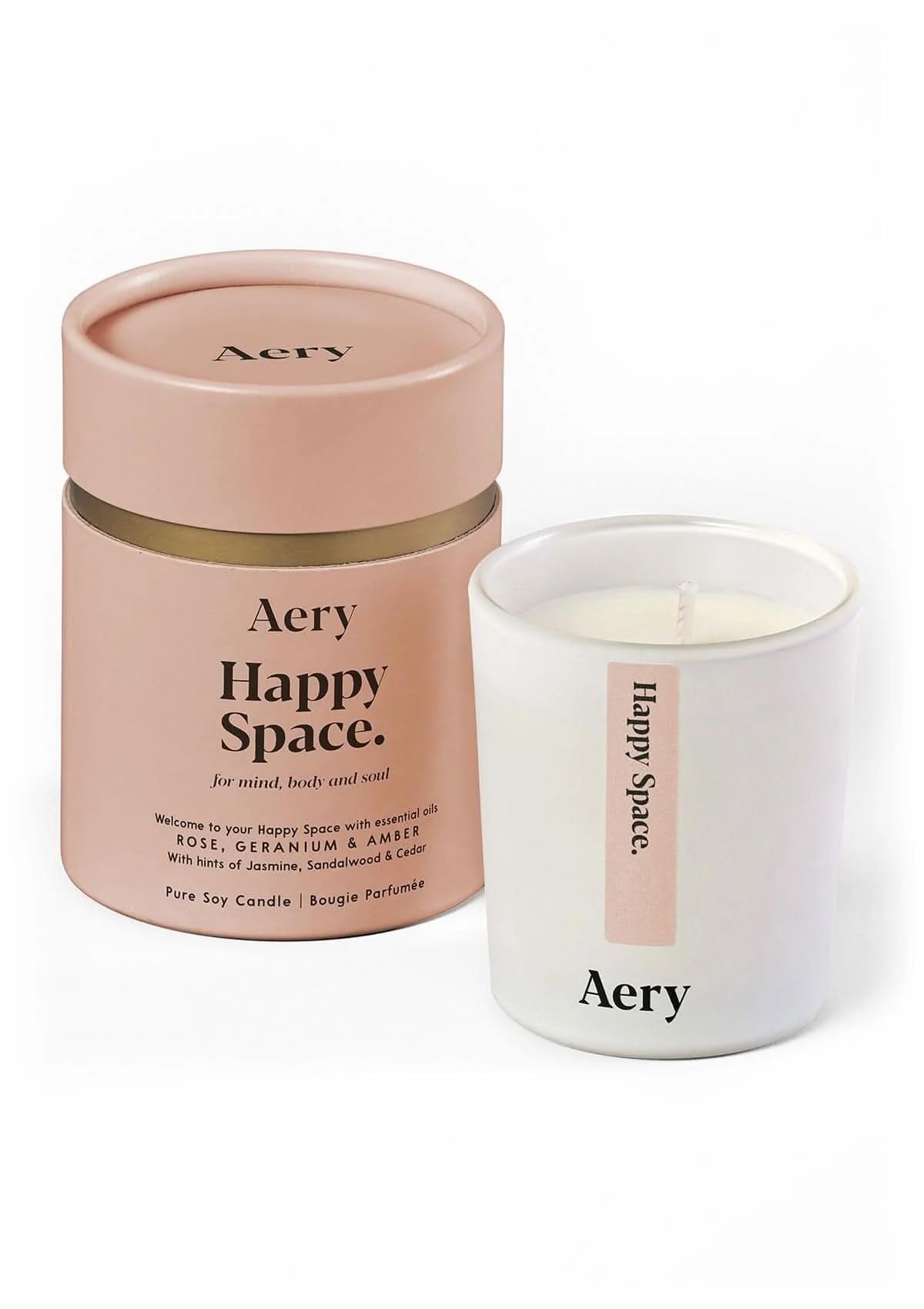 Aery Happy Space Votive Soy Wax Candle - Rose, Geranium & Amber with 100% Plant Based Wax & 15 Hour Burn Time