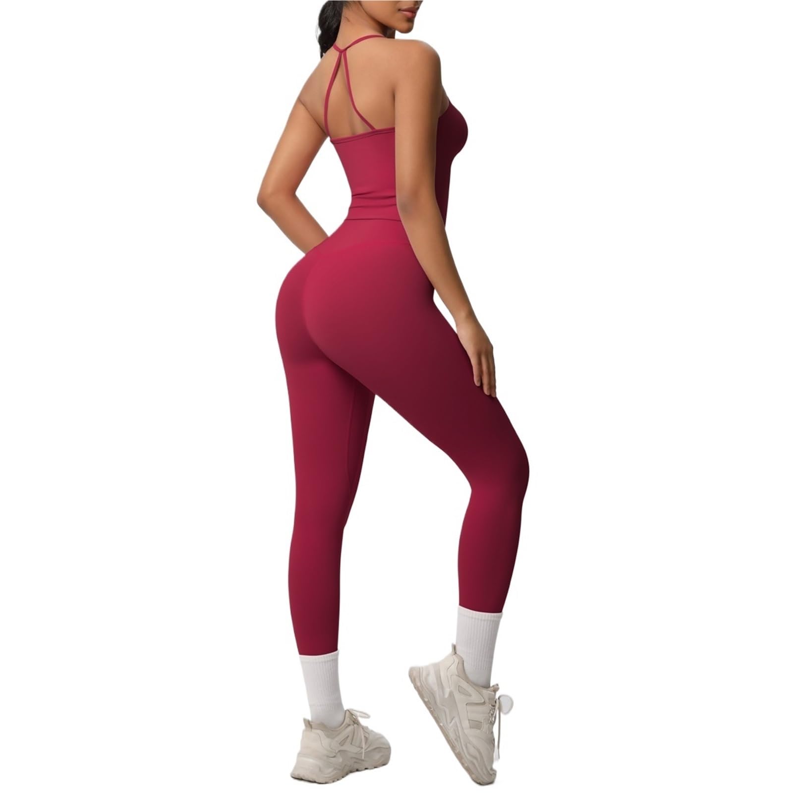 Halter Yoga Top Set Fitness Palestra Tuta Formazione Senza Maniche Sport Palestra Top Crossover Indietro Sport Biancheria Intima Controllo Dimagrante, rosa, S