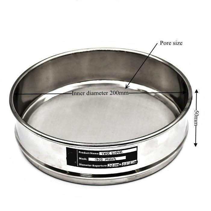 Hochpräzises 20-cm-Labortestsieb aus Edelstahl – 500 Mesh (0,03 mm) for Probenahme und Analyse