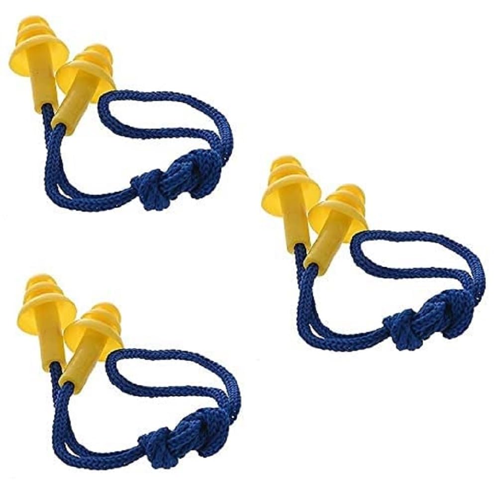 Silicone Earplugs Noise Reduction Hearing Protection, Reusable Soft Ear Plugs for Sleeping, Swimming, Snoring, Air Travel, Concerts, Construction Work and Motor Sports Racing (Pack of 3)