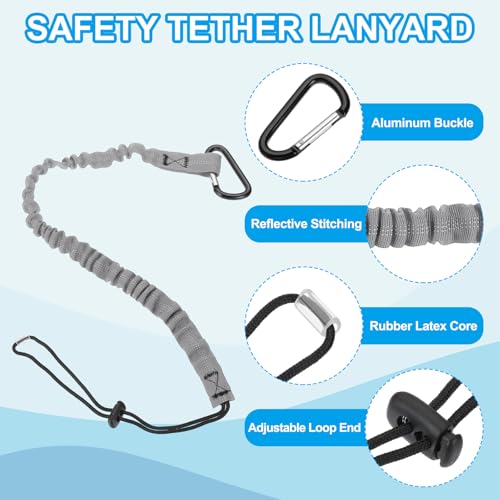 Image of MECCANIXITY Retractable Tool Lanyard 3ft with Single Aluminum Buckle and Adjustable Loop End, Maximum Weight Limit 10KG / 22lb, Safety Fall Protection Tools Leash, Gray 12 Pack