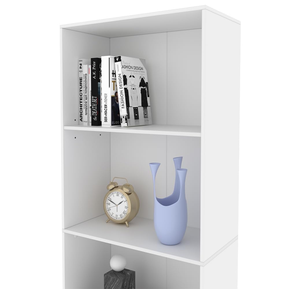 Vicco Librería Bob, Blanco, 60 x 190 cm | con 5 compartimentos, para almacenar y presentar libros y carpetas