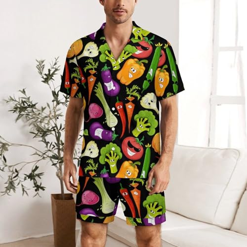 Funny Vegetable Character Men's Short Sleeve Soft Summer Casual Pajama Set3