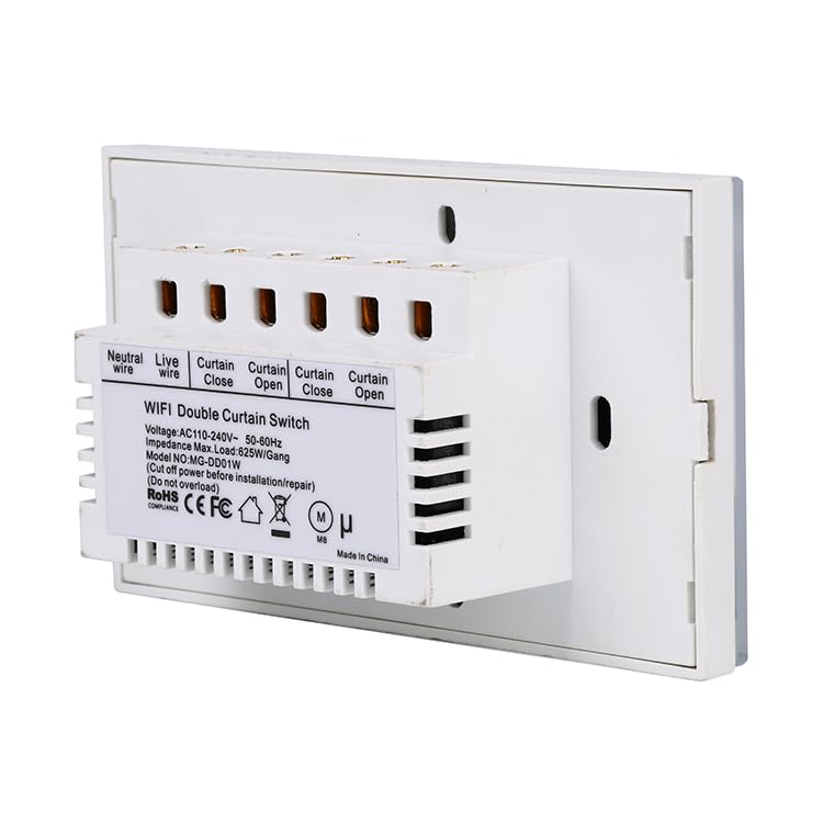 Interrupteur Volet Roulant Connecté, Intelligent WIFI Interrupteur à double rideau pour obturateur, écran de commutation verre tactile Commutateur Rideau Stores WiFi(Black Curtain Switch)