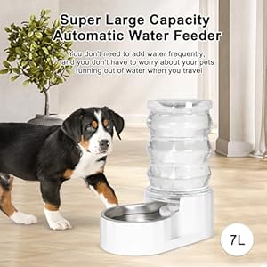 Rizzari automatic 7l pet waterergravity stainless steel water dispenser 100 bpa free large capacity water feeder for cats and medium and large sized dogs white7l  urban country home decor