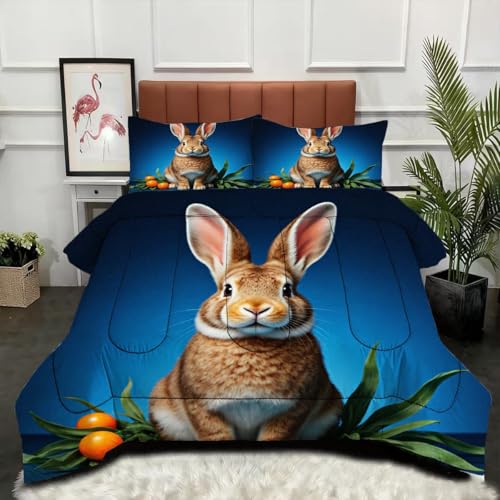 ZZXHG Edredón King Size Estampado 3D | Conejo Animal, Nórdico Máximo Confort para Camas Grandes, Lavable, Reversible, Incluye 2 Fundas de Almohada 50x75 cm_j13158