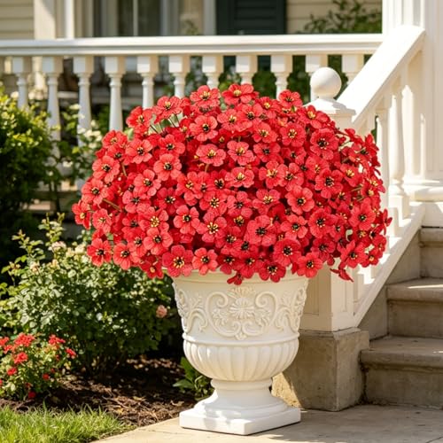 Image of AmyHomie 20 PCS Artificial Flowers for Outdoors, UV Resistant Fake Plants