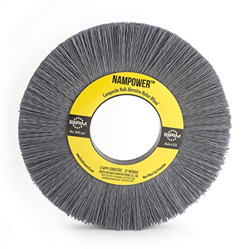 Image of Brush Research CW612500SC Nampower Composite Hub Abrasive Nylon Wheel Brush, Round Hole, Silicon Carbide Filament, 6 inch Diameter, 0.018 inch Wire Diameter, 2 inch Arbor Hole, 1.5 inch Bristle Length, (Pack of 1)