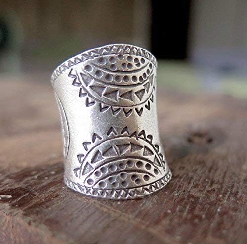 Sterling Silver Boho Large Statement Ring,"SilverShapes" Handmade Ethnic Geometric Engravings Hippie Gypsy Wide Band Adjustable Ring, Also as Thumb ring, Gift for Her - Image 5