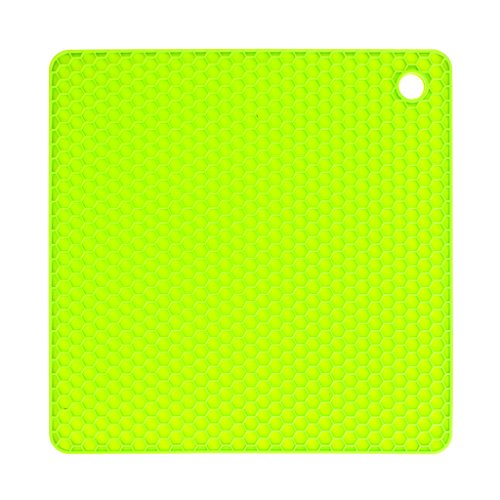 Kochblume Wabenuntersetzer Eckig 19x19cm | Hitzeschutz | Premium-Silikon | Hitzebeständig | Spülmaschinenfest | Farbe: limette