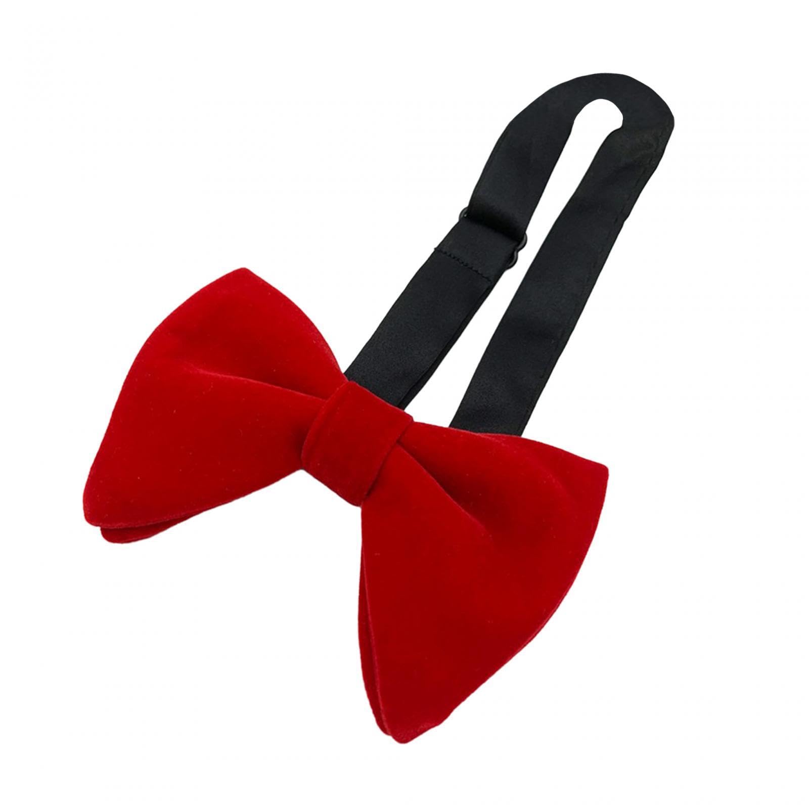 nivaa Men's Velvet Bow Tie Solid Color Formal Big Bow Tie for Party Groom Business Red-picture-48