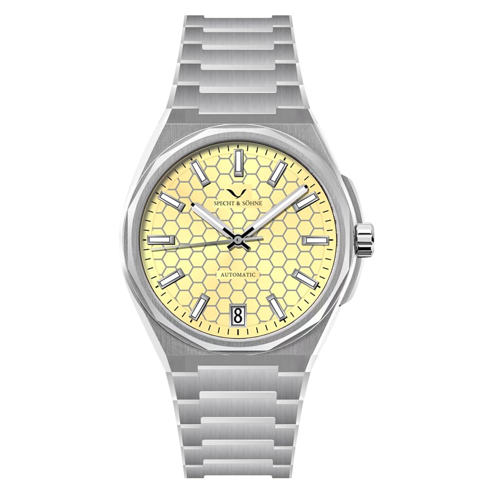 TACTO Specht & Söhne Orologi automatici da uomo con quadrante Honenycomb in acciaio inossidabile NH35 Movt Orologi da polso meccanici impermeabili 50M per uomo