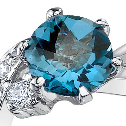 PEORA Ethereal Curves 1.00 carats London Blue Topaz Ring in Sterling Silver Rhodium Nickel Finish Sizes 5 to 93