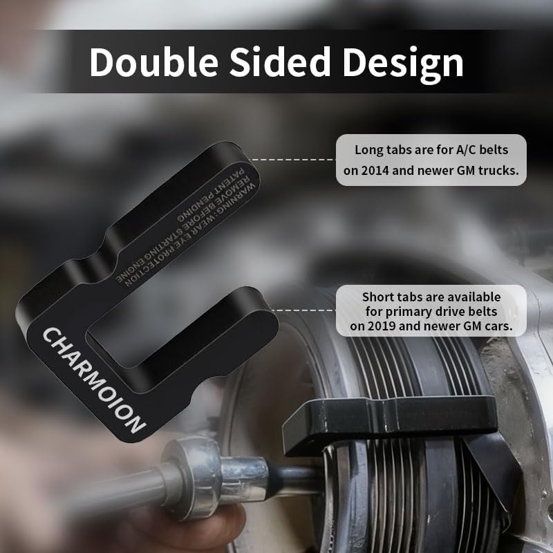 Stretch Belt Tool for GM 5.3L 6.2L 6.6L Gas Engines – Double Sided A/C & Main Drive Pulley Installer, Heat Treated Steel, 2014-2024 Silverado Sierra Tahoe Suburban(3-Piece U Kit)