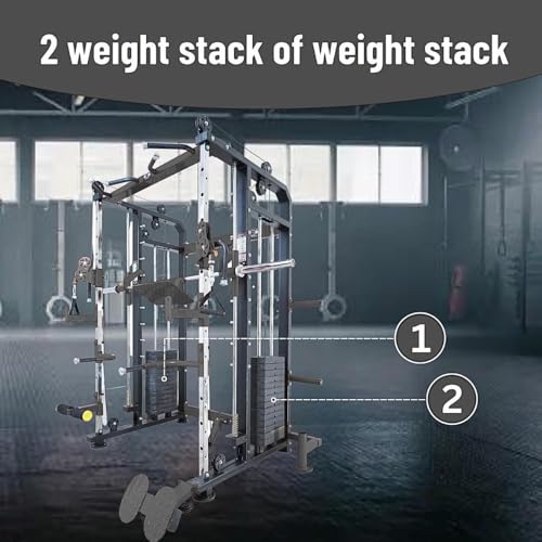 Image of Gym24 Functional Trainer with Smith Machine G24FTS501 | 80 kg PVC Weight Stack Each Side | Home Gym Setup with Accessories | 450 kg Machine | Free Installation