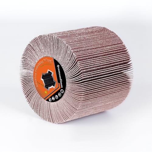 Brosse à lamelles abrasives pour machine à satiner - Brosse à lamelles pour rénovation grain 60 - Rouleau abrasif en fibre synthétique - Convient pour le ponçage...