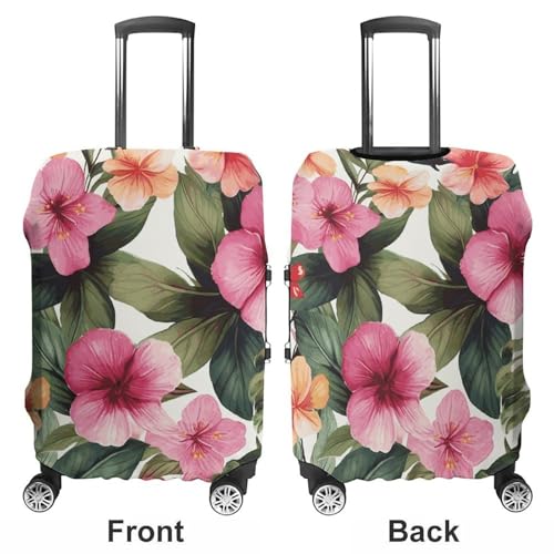 Hawaiian Flower Print Luggage Cover, Washable Elastic Suitcase Cover Protector Fit 18-32 Inch Luggage3