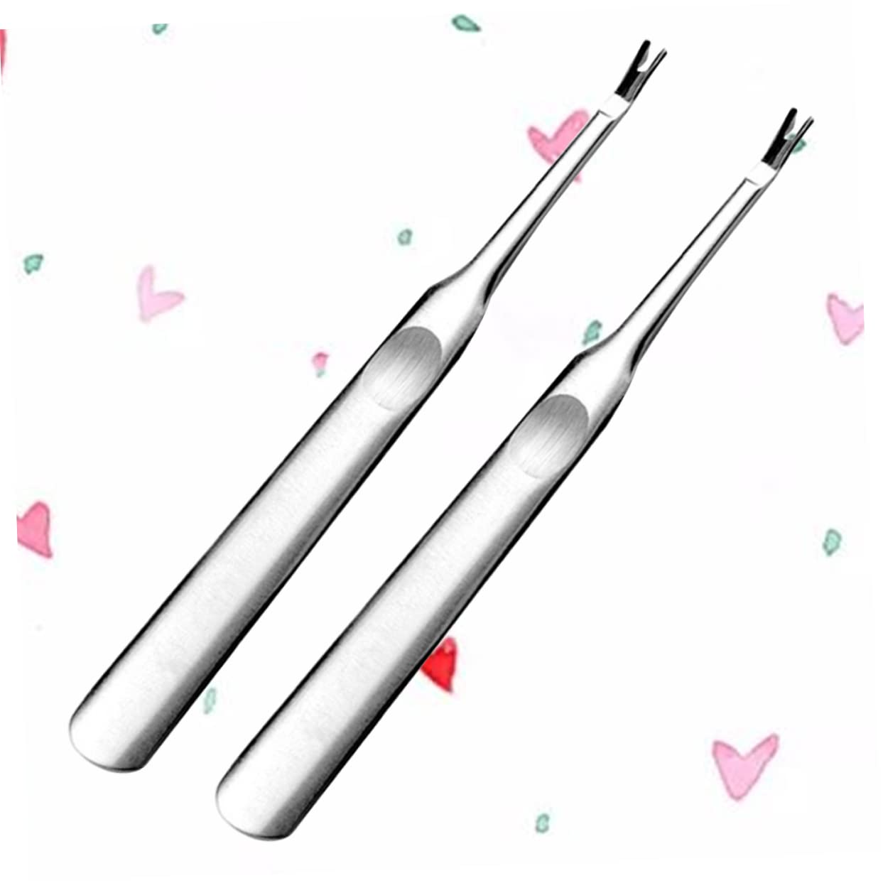 Ipetboom 2pcs Professional Cuticle Trimmer Tool Kit Nail Cuticle Remover Dead Skin Fork Nail File Buffer for Fingernails Toenails