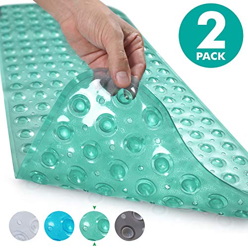 Sierra Concepts 2-Pack Bath, Shower, Tub Mat Green (39x16) Non Slip, Mildew Resistant