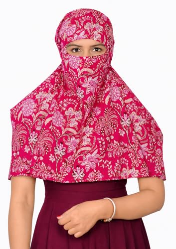 Image of Scarf Face Cover Mask Sun Protection Hair,Head, Neck, Nose Safety Head Wrap Scarf For Women Girls Daily Use Dupatta Hijab Double Layer Cotton Printed Kalamkari