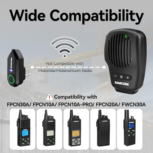 Image of SAMCOM Wireless PTT Microphone Bluetooth Speaker Mic for Walkie Talkie