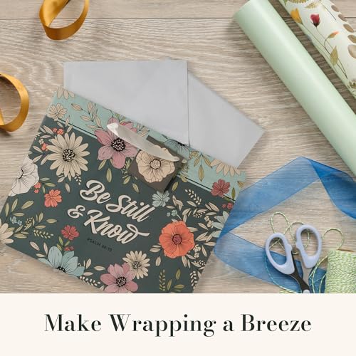 Image of Christian Art Gifts Large Gift Bag with Tissue Paper, Be Still, Teal