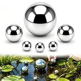 6 Stück Edelstahlkugeln Gartenkugeln Silber, Dekokugeln Garten aus 201 Edelstahl, Ø19 Ø25 Ø63mm Schwimmkugeln für Miniteich Teich Brunnen Wasserschale Balkon Terrasse Aquarium Deko Set für außen