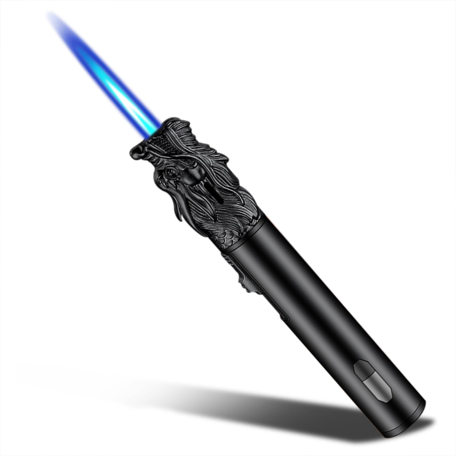 Torch Lighter - Refillable Butane Lighter with Adjustable Flame Windproof Jet Flame Transparent Gas Window - Long Lighter