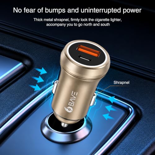 Image of BAVE 145W Flash Charge 100W Supervooc +45W Pd /Pps Car Charger, Bis Certified, Dual Port Fast Smart Car Charger, Compatible with Smartphones, Laptops, USB Devices +USB C Cable (Beige)